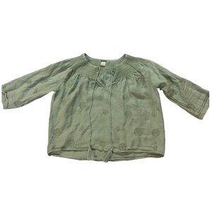 Magaschoni 100% Linen Crop Top Embroidered Tassel Sz S